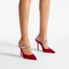 Mules Bing 100 de terciopelo rojo rubí con adornos de cristales Mules Bing 100 de terciopelo rojo rubí con adornos de cristales