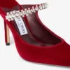 Mules Bing 100 de terciopelo rojo rubí con adornos de cristales Mules Bing 100 de terciopelo rojo rubí con adornos de cristales