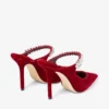 Mules Bing 100 de terciopelo rojo rubí con adornos de cristales Mules Bing 100 de terciopelo rojo rubí con adornos de cristales