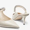 Mules Bing 65 de charol de lino con correa de cristales