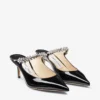 Mules Bing 65 de charol negro con tira de cristales Mules Bing 65 de charol negro con tira de cristales