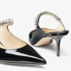 Mules Bing 65 de charol negro con tira de cristales Mules Bing 65 de charol negro con tira de cristales