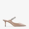 Mules Bing 65 de charol rosa ballet con correa de cristales Mules Bing 65 de charol rosa ballet con correa de cristales