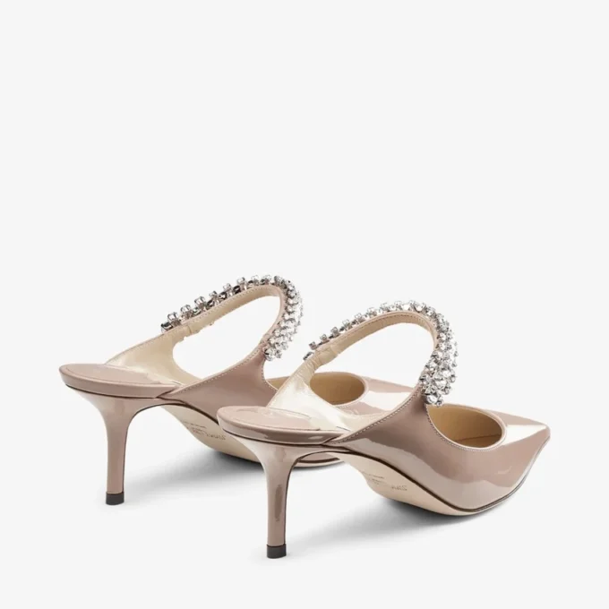 Mules Bing 65 de charol rosa ballet con correa de cristales Mules Bing 65 de charol rosa ballet con correa de cristales