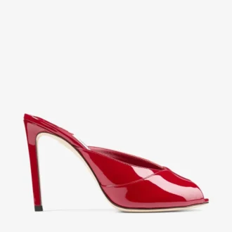Mules Brigitte 100 de charol rojo rubí