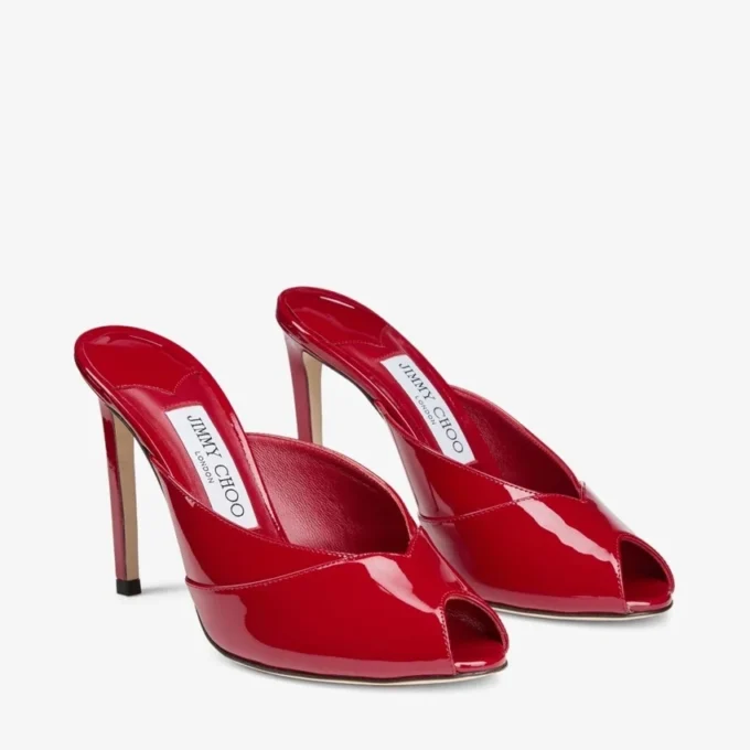 Mules Brigitte 100 de charol rojo rubí
