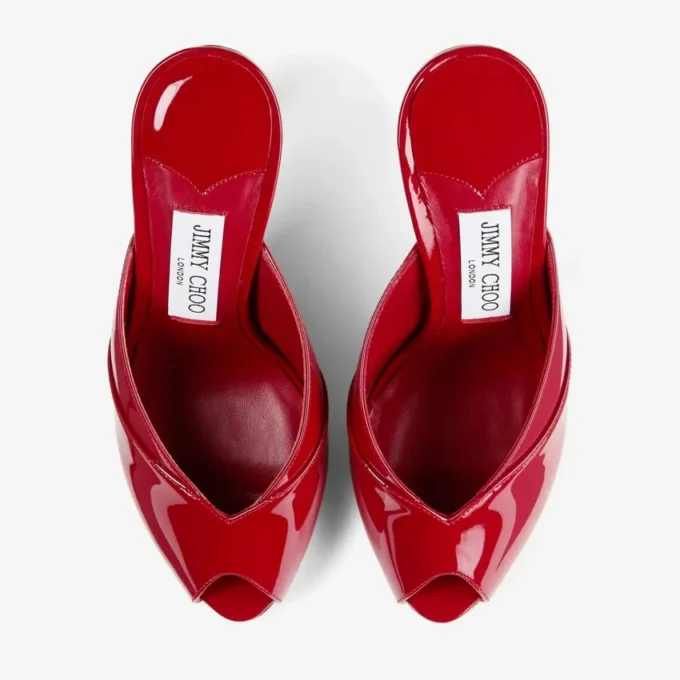 Mules Brigitte 100 de charol rojo rubí