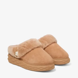 Mules Diamond Maxi F Mules de ante color toffee con piel de oveja