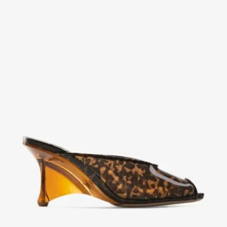 Mules Glace 80: sandalias de TPU en mezcla de ámbar y marrón con cuña de plexiglás