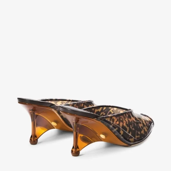 Mules Glace 80: sandalias de TPU en mezcla de ámbar y marrón con cuña de plexiglás