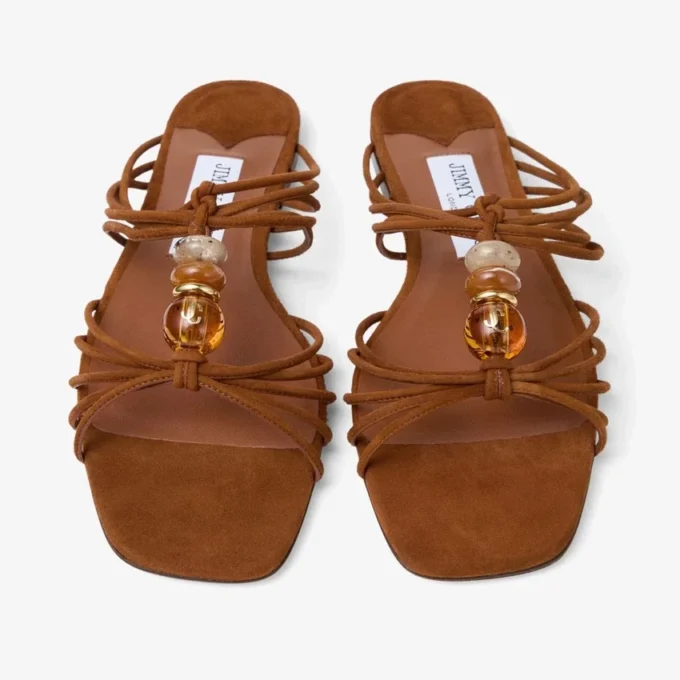 Mules Lova Mules de ante en tonos marrones con abalorios