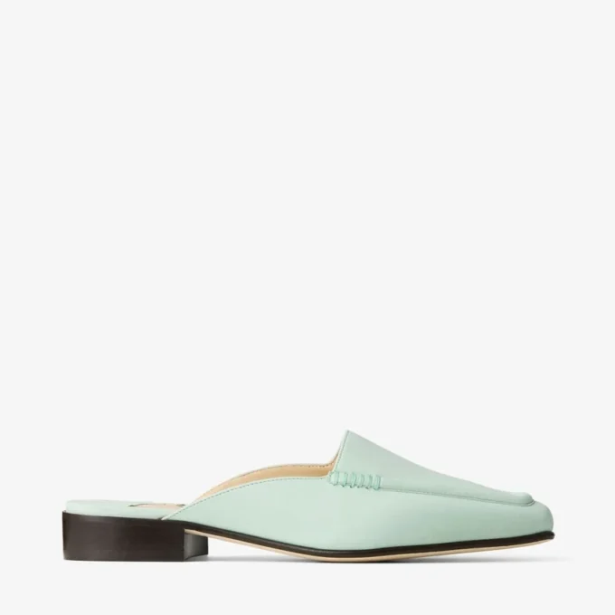 Mules Slide de piel nobuk color menta Mules Slide de piel nobuk color menta