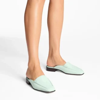 Mules Slide de piel nobuk color menta