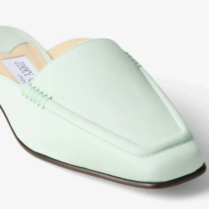 Mules Slide de piel nobuk color menta Mules Slide de piel nobuk color menta