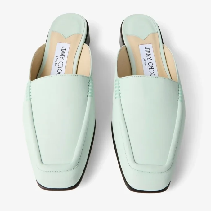 Mules Slide de piel nobuk color menta Mules Slide de piel nobuk color menta