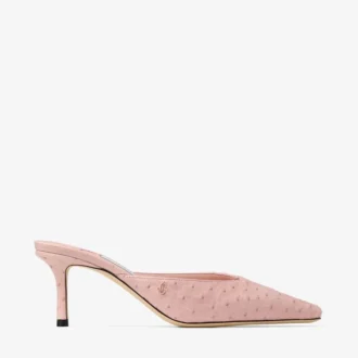 Mules Vivi 65 de piel de avestruz rosa