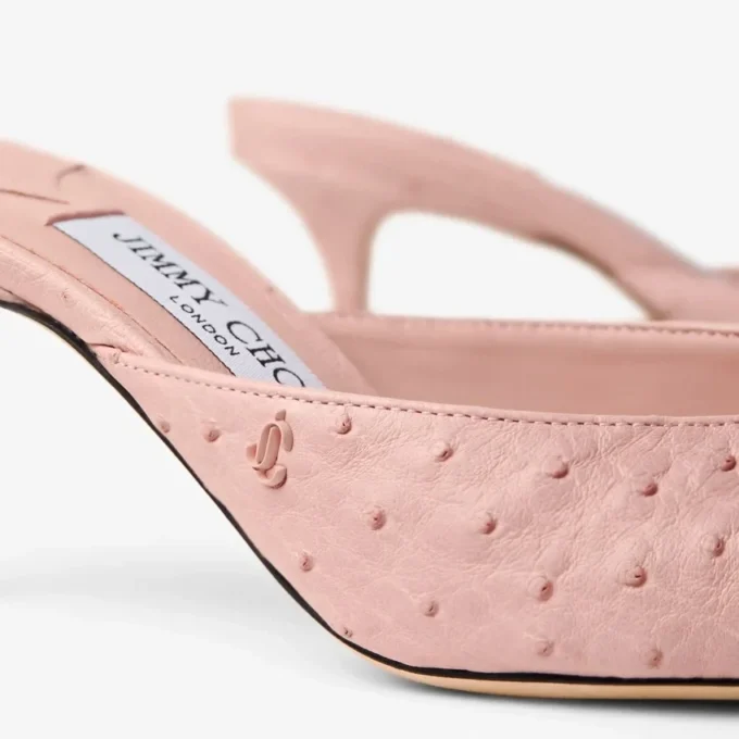 Mules Vivi 65 de piel de avestruz rosa Mules Vivi 65 de piel de avestruz rosa