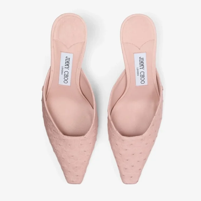 Mules Vivi 65 de piel de avestruz rosa Mules Vivi 65 de piel de avestruz rosa