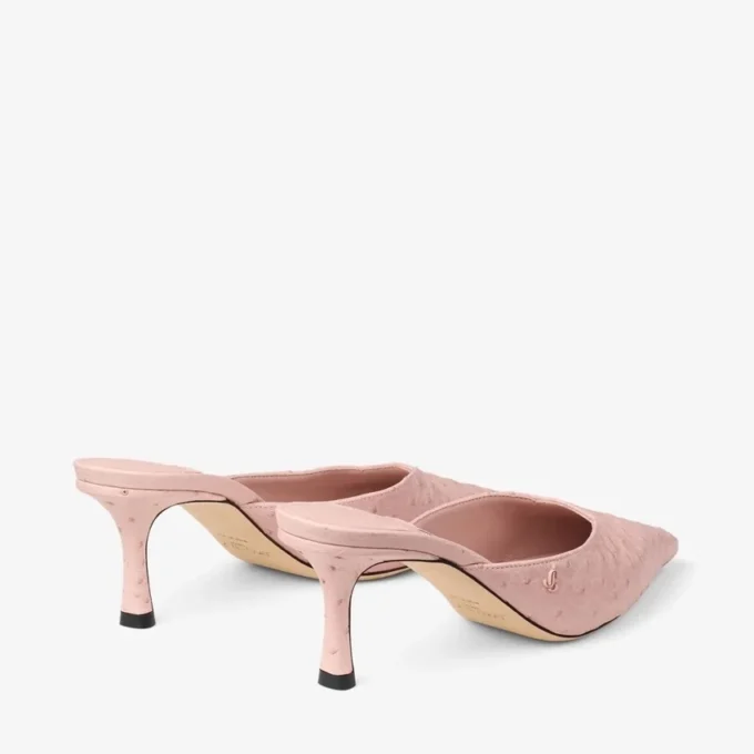Mules Vivi 65 de piel de avestruz rosa Mules Vivi 65 de piel de avestruz rosa