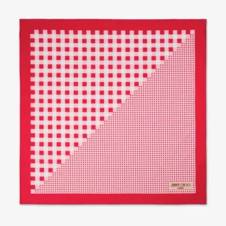 Pañuelo Sula de algodón con estampado de cuadros vichy en rojo rubí