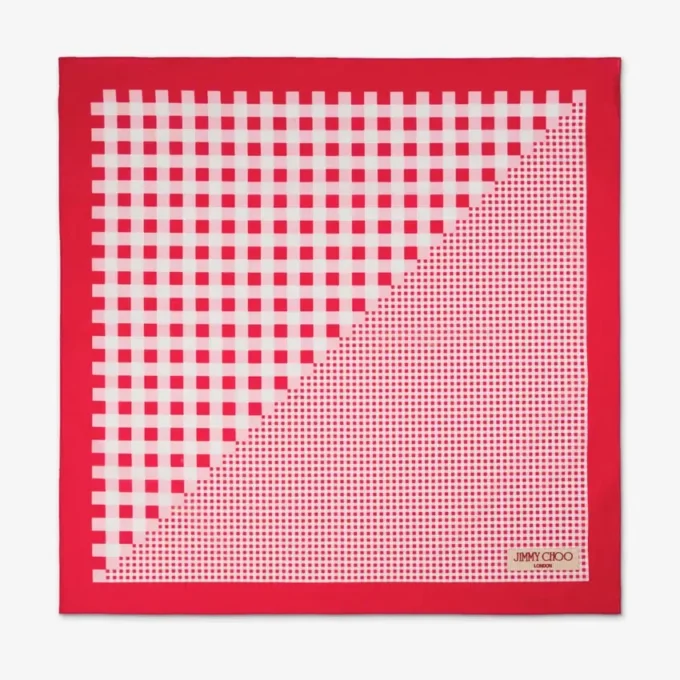 Pañuelo Sula de algodón con estampado de cuadros vichy en rojo rubí Pañuelo Sula de algodón con estampado de cuadros vichy en rojo rubí