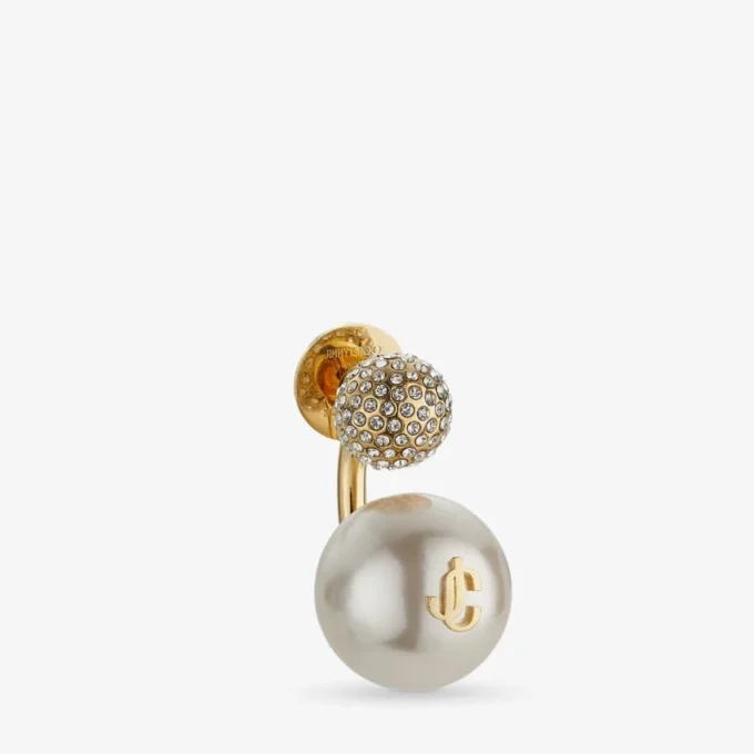 Pendientes Auri Pendientes de metal con acabado dorado, perlas y cristales Pendientes Auri Pendientes de metal con acabado dorado, perlas y cristales