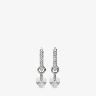 Pendientes de aro con corazón y acabado plateado con cristales Pendientes de aro con corazón y acabado plateado con cristales