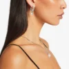 Pendientes de aro con corazón y acabado plateado con cristales Pendientes de aro con corazón y acabado plateado con cristales