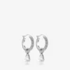 Pendientes de aro con corazón y acabado plateado con cristales Pendientes de aro con corazón y acabado plateado con cristales