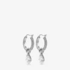 Pendientes de aro con corazón y acabado plateado con cristales Pendientes de aro con corazón y acabado plateado con cristales