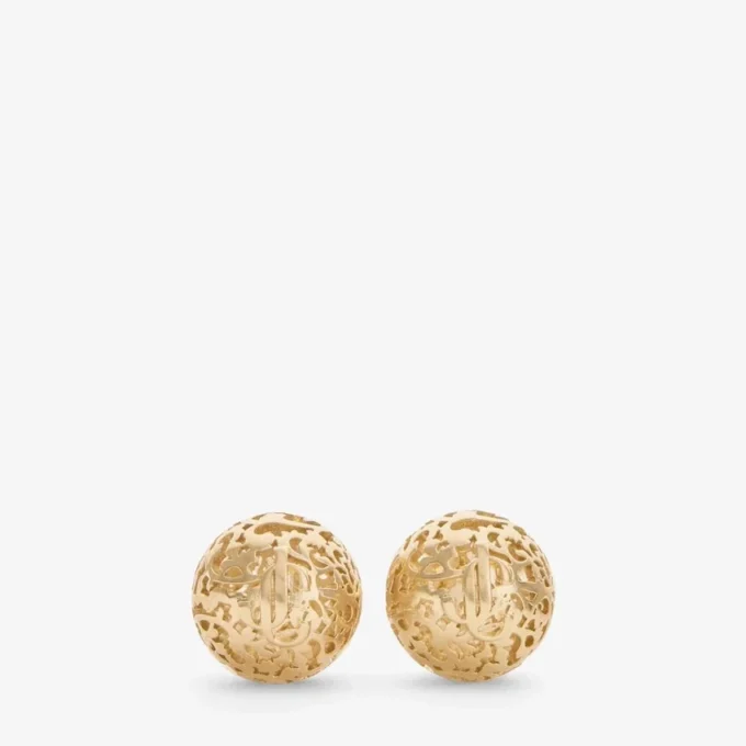 Pendientes de bola con encaje Pendientes de bola de metal con acabado dorado Pendientes de bola con encaje Pendientes de bola de metal con acabado dorado