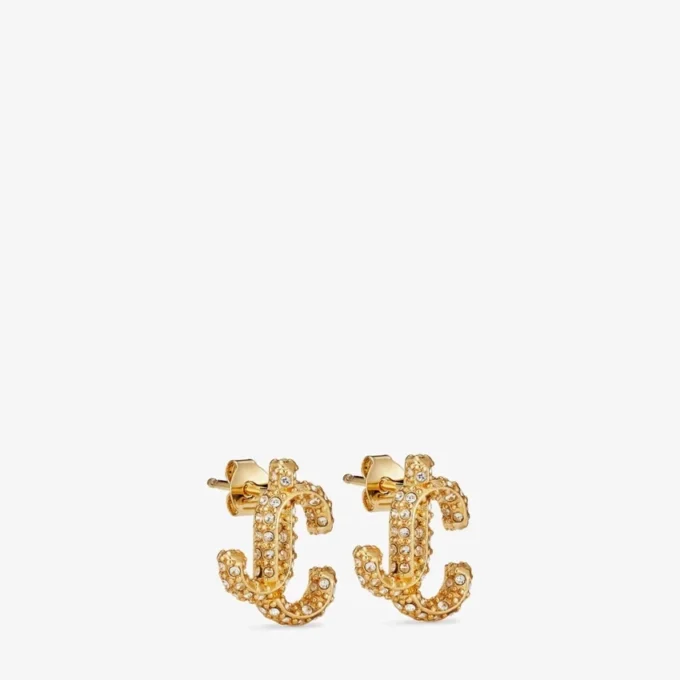 Pendientes de botón Jc de metal con acabado dorado y cristales Swarovski Pendientes de botón Jc de metal con acabado dorado y cristales Swarovski
