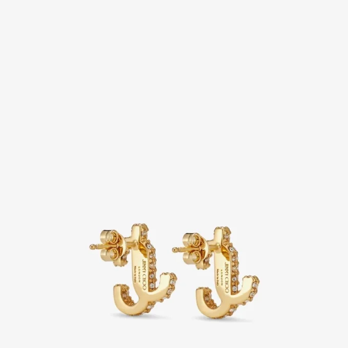 Pendientes de botón Jc de metal con acabado dorado y cristales Swarovski Pendientes de botón Jc de metal con acabado dorado y cristales Swarovski