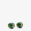 Pendientes de cuentas Pendientes de botón de metal y acrílico en verde oscuro y acabado dorado