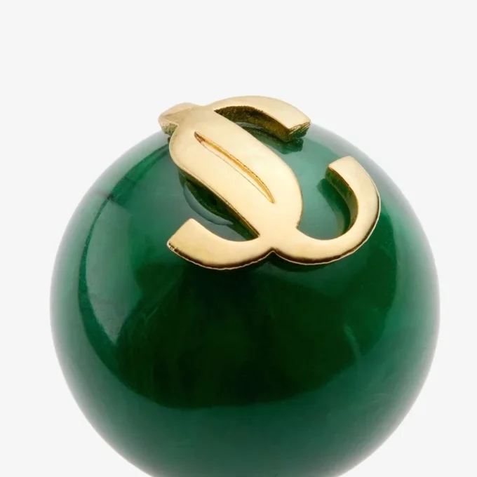 Pendientes de cuentas Pendientes de botón de metal y acrílico en verde oscuro y acabado dorado