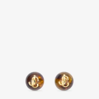 Pendientes de cuentas Pendientes de metal y acrílico con acabado en carey y dorado