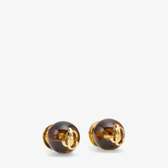 Pendientes de cuentas Pendientes de metal y acrílico con acabado en carey y dorado