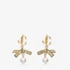 Pendientes de perla con lazo Pendientes de perla con lazo de metal dorado Pendientes de perla con lazo Pendientes de perla con lazo de metal dorado
