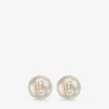 Pendientes de perla Jc Pendientes de perla Jc de metal con acabado dorado Pendientes de perla Jc Pendientes de perla Jc de metal con acabado dorado