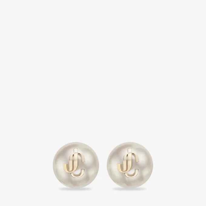 Pendientes de perla Jc Pendientes de perla Jc de metal con acabado dorado Pendientes de perla Jc Pendientes de perla Jc de metal con acabado dorado