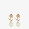 Pendientes de perla Jc Pendientes de perla Jc de metal con acabado dorado Pendientes de perla Jc Pendientes de perla Jc de metal con acabado dorado