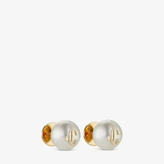 Pendientes de perla Jc Pendientes de perla Jc de metal con acabado dorado