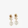 Pendientes de perla Jc Pendientes de perla Jc de metal con acabado dorado Pendientes de perla Jc Pendientes de perla Jc de metal con acabado dorado