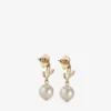 Pendientes de perla Jc Pendientes de perla Jc de metal con acabado dorado Pendientes de perla Jc Pendientes de perla Jc de metal con acabado dorado
