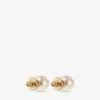 Pendientes de perla Jc Pendientes de perla Jc de metal con acabado dorado Pendientes de perla Jc Pendientes de perla Jc de metal con acabado dorado