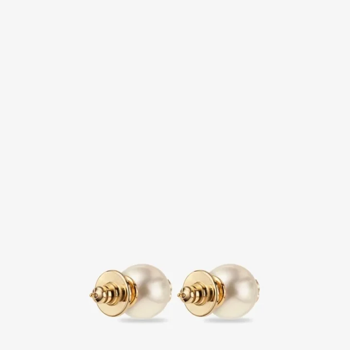 Pendientes de perla Jc Pendientes de perla Jc de metal con acabado dorado Pendientes de perla Jc Pendientes de perla Jc de metal con acabado dorado