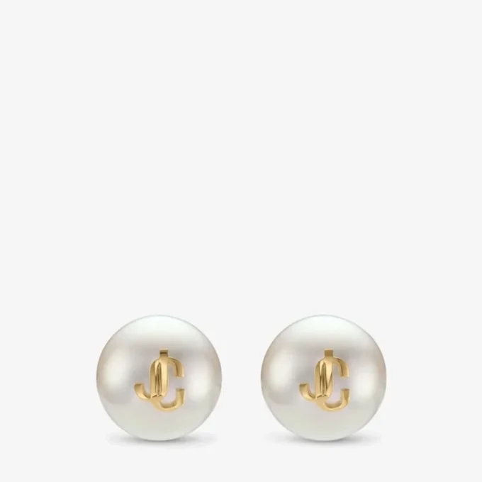 Pendientes de perla maxi de metal con acabado dorado Pendientes de perla JC Pendientes de perla maxi de metal con acabado dorado Pendientes de perla JC