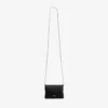 Portatarjetas suave con cadena Portatarjetas de satén negro con lazo de cristal Portatarjetas suave con cadena Portatarjetas de satén negro con lazo de cristal