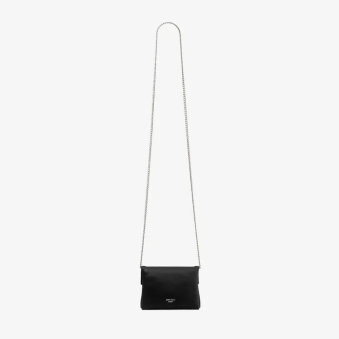 Portatarjetas suave con cadena Portatarjetas de satén negro con lazo de cristal Portatarjetas suave con cadena Portatarjetas de satén negro con lazo de cristal