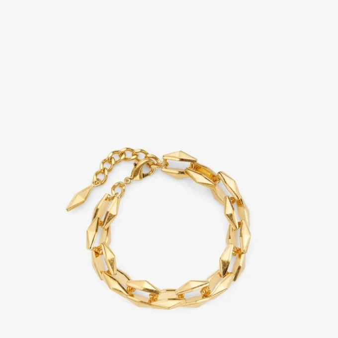 Pulsera de cadena de diamantes Pulsera de cadena de diamantes con acabado dorado